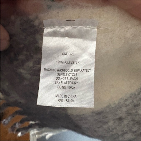 5/$20 Plaid Fringe Scarf in Neutral Tones - Picture 4 of 4